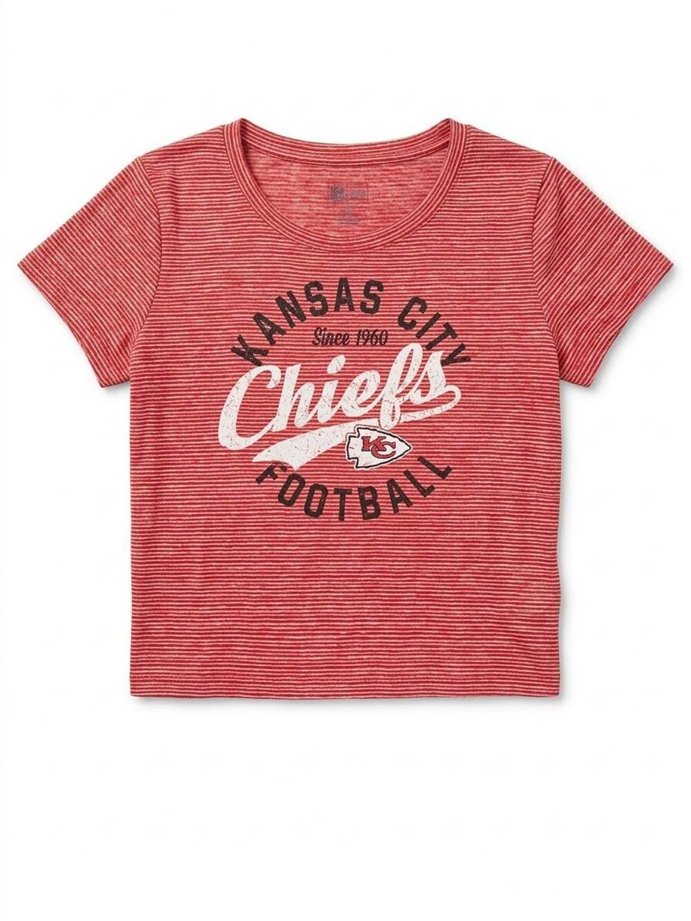 Women's Vintage Stripe Kansas City Chiefs Cropped T-Shirt - M